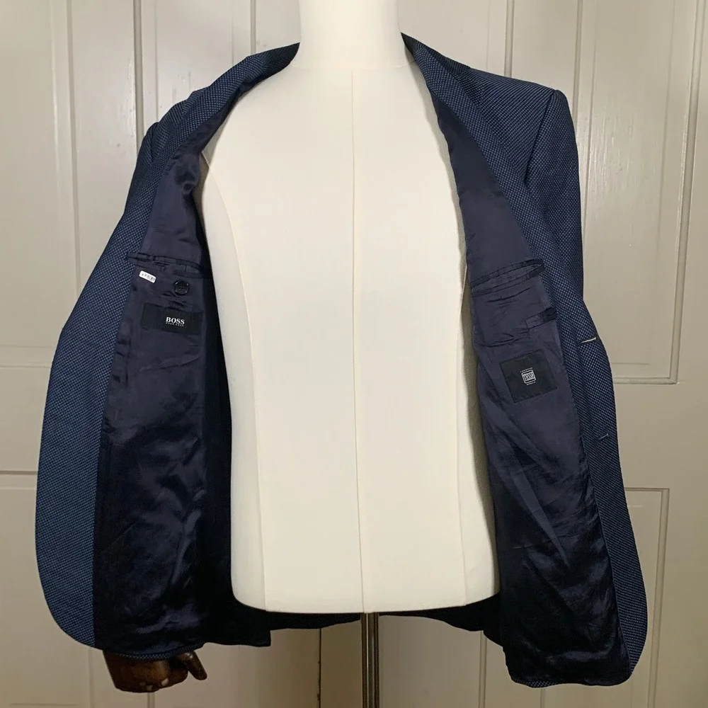 Hugo Boss Phoenix Blazer Mens 40S Navy Lanificio Tesse Biella Sport Coat